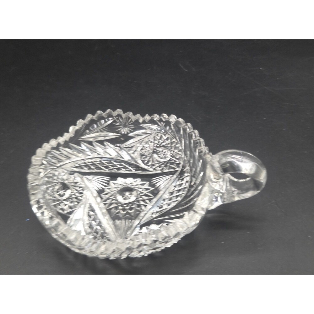 Antique American Brilliant Cut Glass ABP Nappy Candy Bowl With Handle